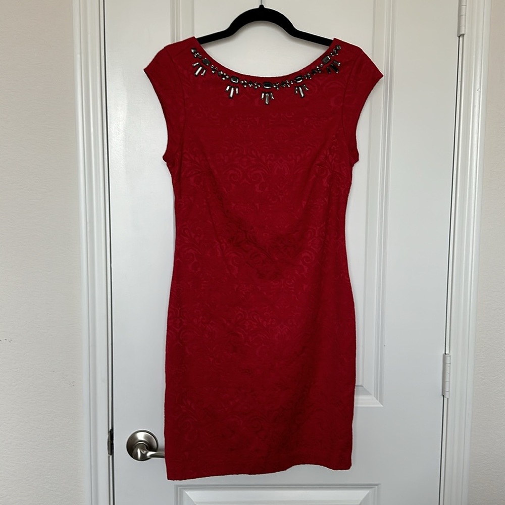 Smart Set Gem Neckline Red Dress